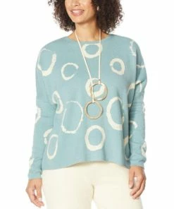 Buy 🔔 MarlaWynne SoftKNIT Circles Jacquard Boxy Sweater Light Heather Gray/twilight Blue ✔️ -Outlet MarlaWynne Sales unnamed file 1917