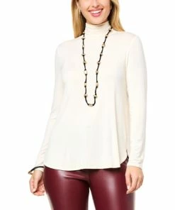 Cheapest ๐ MarlaWynne WynneLayers Jersey Knit Curved Hem Turtleneck Top Celadon โ