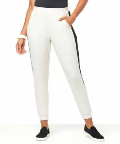 Best Pirce ✨ MarlaWynne WynneLayers Luxe Crepe Jogger Pant With Side Stripe Black/oyster Combo 🔥 -Outlet MarlaWynne Sales unnamed file 2175