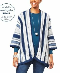 Cheapest 🥰 MarlaWynne WynneCollection Tri-Color Intarsia Cotton Knit Topper Black Combo 👍 -Outlet MarlaWynne Sales unnamed file 2179