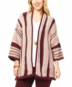 Cheapest 🥰 MarlaWynne WynneCollection Tri-Color Intarsia Cotton Knit Topper Black Combo 👍 -Outlet MarlaWynne Sales unnamed file 2185