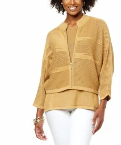 Hot Sale ๐ MarlaWynne WynneCollection Sweater Knit Mesh Stitch Zip-Up Jacket Cloud ๐คฉ