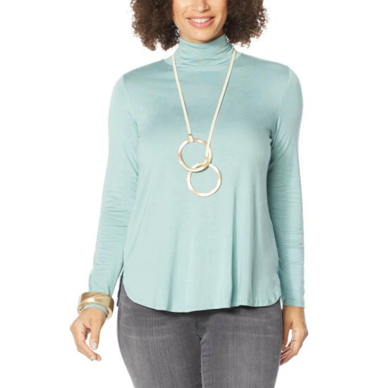 Cheapest ๐ MarlaWynne WynneLayers Jersey Knit Curved Hem Turtleneck Top Celadon โ 10 Cheapest ๐ MarlaWynne WynneLayers Jersey Knit Curved Hem Turtleneck Top Celadon โ - Image 8