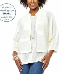 Hot Sale 🌟 MarlaWynne WynneCollection Sweater Knit Mesh Stitch Zip-Up Jacket Cloud 🤩 -Outlet MarlaWynne Sales unnamed file 2201