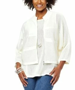 Hot Sale 🌟 MarlaWynne WynneCollection Sweater Knit Mesh Stitch Zip-Up Jacket Cloud 🤩 -Outlet MarlaWynne Sales unnamed file 2203
