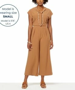 Deals 👍 MarlaWynne WynneLayers Luxe Crepe Jumpsuit Dark Camel 🎉 -Outlet MarlaWynne Sales unnamed file 2208