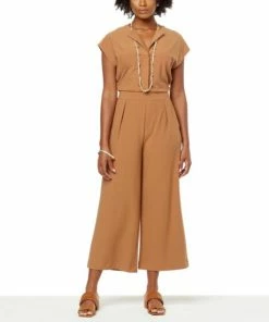 Deals 👍 MarlaWynne WynneLayers Luxe Crepe Jumpsuit Dark Camel 🎉 -Outlet MarlaWynne Sales unnamed file 2213
