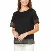 Best reviews of 🎉 MarlaWynne WynneLayers Polished Knit Mixed Media Mesh Top Black 🛒