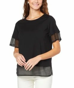 Best reviews of 🎉 MarlaWynne WynneLayers Polished Knit Mixed Media Mesh Top Black 🛒 -Outlet MarlaWynne Sales unnamed file 2257