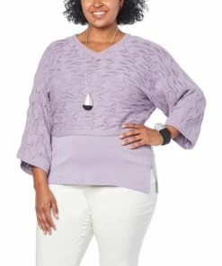 Best Sale 😀 MarlaWynne WynneLayers Open Stitch Sweater Knit Popover Lavender 🌟 -Outlet MarlaWynne Sales unnamed file 2285