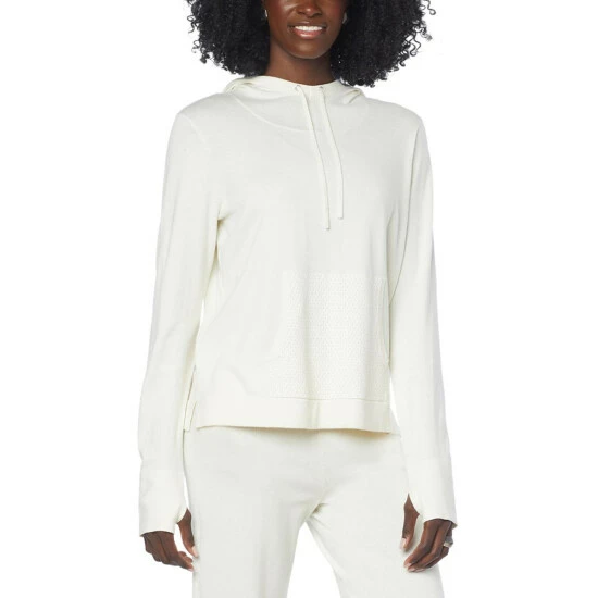 Flash Sale ๐ MarlaWynne WynneLayers Cotton-Blend Hoodie With Pointelle Stitch Creme Fraiche โ 3 Flash Sale ๐ MarlaWynne WynneLayers Cotton-Blend Hoodie With Pointelle Stitch Creme Fraiche โ