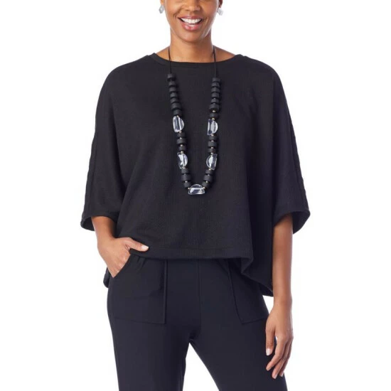 Best Sale ✔️ MarlaWynne WynneLayers Jacquard Knit Poncho Top Black 🛒 6 Best Sale ✔️ MarlaWynne WynneLayers Jacquard Knit Poncho Top Black 🛒 - Image 4