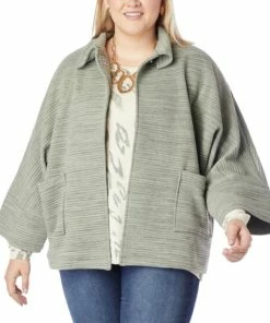 New 🔔 MarlaWynne Ribbed Jacquard Knit Ottoman Jacket Sage 😉 -Outlet MarlaWynne Sales unnamed file 2387