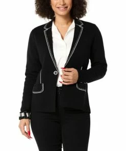 Cheap 💯 MarlaWynne WynneCollection SoftKNIT Trompe L'oeil Cardigan Sweater Blazer Black/creme Fraiche Combo ⭐ -Outlet MarlaWynne Sales unnamed file 24