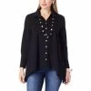 Discount 🔥 MarlaWynne WynneLayers Cotton-Blend Jersey Button-Down 👚 Shirt Black 😀 -Outlet MarlaWynne Sales unnamed file 2401