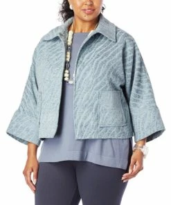 Hot Sale 🎉 MarlaWynne WynneLayers Jacquard Animal Print Cropped Jacket Sea Mist Gray 😉 -Outlet MarlaWynne Sales unnamed file 2405