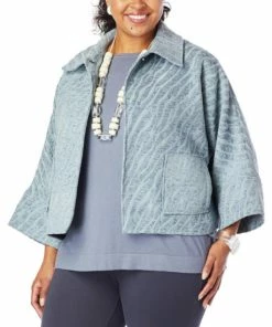 Hot Sale 🎉 MarlaWynne WynneLayers Jacquard Animal Print Cropped Jacket Sea Mist Gray 😉 -Outlet MarlaWynne Sales unnamed file 2407