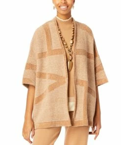 Flash Sale 👏 MarlaWynne Double Knit Jacquard Graphic Topper Ecru/camel 🔔 -Outlet MarlaWynne Sales unnamed file 2413