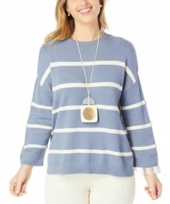 Best Pirce 👏 MarlaWynne WynneLayers SoftKNIT 2-Tone Striped Sweater Ecru/black 🔔