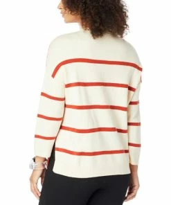 Best Pirce 👏 MarlaWynne WynneLayers SoftKNIT 2-Tone Striped Sweater Ecru/black 🔔 -Outlet MarlaWynne Sales unnamed file 2420