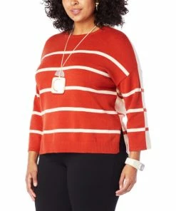 Best Pirce 👏 MarlaWynne WynneLayers SoftKNIT 2-Tone Striped Sweater Ecru/black 🔔 -Outlet MarlaWynne Sales unnamed file 2423