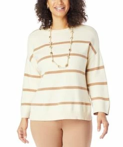 Best Pirce 👏 MarlaWynne WynneLayers SoftKNIT 2-Tone Striped Sweater Ecru/black 🔔 -Outlet MarlaWynne Sales unnamed file 2425