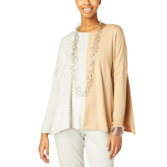 Best deal 😍 MarlaWynne WynneLayers SoftKNIT 2-Tone Colorblocked Boxy Sweater Pearl Heather Gray/sesame 👏 3 Best deal 😍 MarlaWynne WynneLayers SoftKNIT 2-Tone Colorblocked Boxy Sweater Pearl Heather Gray/sesame 👏