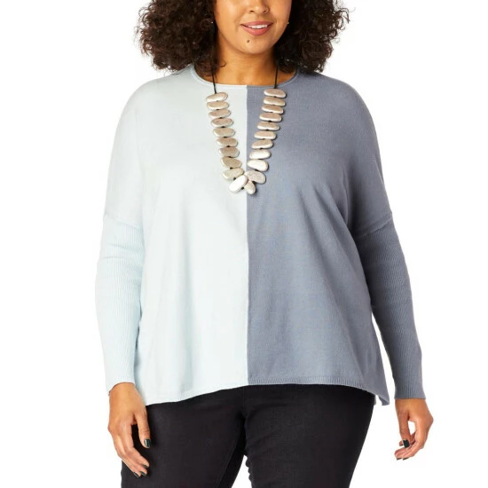 Best deal 😍 MarlaWynne WynneLayers SoftKNIT 2-Tone Colorblocked Boxy Sweater Pearl Heather Gray/sesame 👏 5 Best deal 😍 MarlaWynne WynneLayers SoftKNIT 2-Tone Colorblocked Boxy Sweater Pearl Heather Gray/sesame 👏 - Image 3