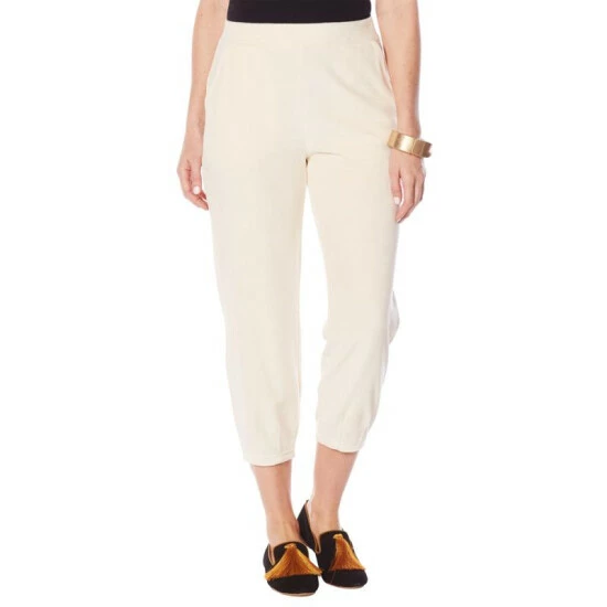 Cheapest 🥰 MarlaWynne WynneLayers Velour Knit Pull-On Crop Lantern Pant Ecru 😍 7 Cheapest 🥰 MarlaWynne WynneLayers Velour Knit Pull-On Crop Lantern Pant Ecru 😍 - Image 5