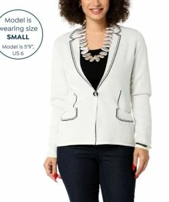 Cheap 💯 MarlaWynne WynneCollection SoftKNIT Trompe L'oeil Cardigan Sweater Blazer Black/creme Fraiche Combo ⭐ -Outlet MarlaWynne Sales unnamed file 25