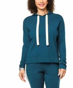Best reviews of 🎁 MarlaWynne WynneLayers SoftKNIT Hoodie With Contrast Drawstring Heather Latte/ecru Combo 🔥