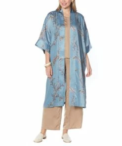 Hot Sale ❤️ MarlaWynne WynneLounge Matte And Shine Washed Satin Maxi Robe Black Combo 🧨