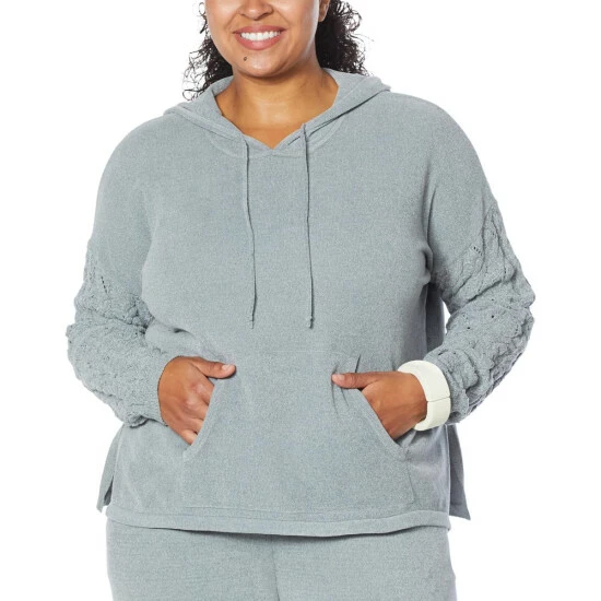 Discount ๐ฅฐ MarlaWynne WynneLayers Chenille Cable-Sleeve Hoodie Blue Gray ๐ 4 Discount ๐ฅฐ MarlaWynne WynneLayers Chenille Cable-Sleeve Hoodie Blue Gray ๐ - Image 2