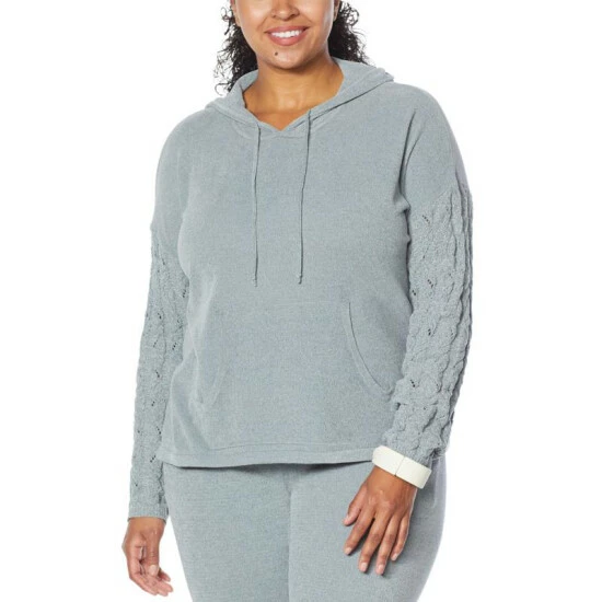 Discount ๐ฅฐ MarlaWynne WynneLayers Chenille Cable-Sleeve Hoodie Blue Gray ๐ 6 Discount ๐ฅฐ MarlaWynne WynneLayers Chenille Cable-Sleeve Hoodie Blue Gray ๐ - Image 4