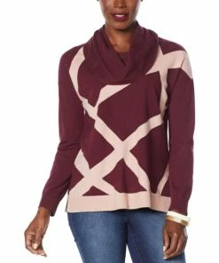 Cheapest 🔥 MarlaWynne WynneLayers SoftKNIT Cowl-Neck Intarsia Sweater Twilight Blue 🥰