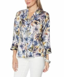 Flash Sale โ๏ธ MarlaWynne WynneLayers Print Pebbled Satin Button-Up ๐ Shirt Multi Floral ๐ฏ