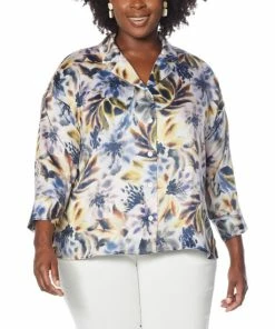 Flash Sale ✔️ MarlaWynne WynneLayers Print Pebbled Satin Button-Up 👚 Shirt Multi Floral 💯 -Outlet MarlaWynne Sales unnamed file 2586