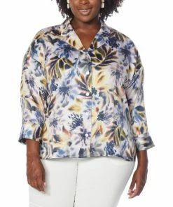 Flash Sale ✔️ MarlaWynne WynneLayers Print Pebbled Satin Button-Up 👚 Shirt Multi Floral 💯 -Outlet MarlaWynne Sales unnamed file 2588