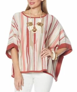 Top 10 🥰 MarlaWynne WynneLayers Jacquard Knit Poncho Sweater Marsala Combo ❤️ -Outlet MarlaWynne Sales unnamed file 2621