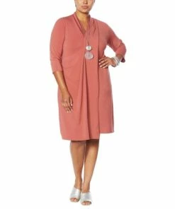 New 🧨 MarlaWynne WynneLayers Matte Jersey 3/4 Sleeve Overlay 👗 Dress Basil 👍 -Outlet MarlaWynne Sales unnamed file 2633