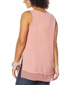 Hot Sale 😍 MarlaWynne WynneLayers Washed Crepe Tank With Chiffon Hem Light Canyon Rose 👍 -Outlet MarlaWynne Sales unnamed file 2658