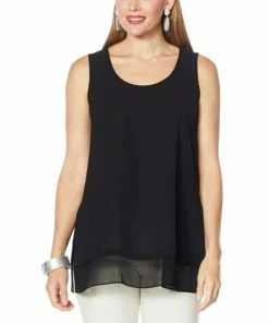 Hot Sale 😍 MarlaWynne WynneLayers Washed Crepe Tank With Chiffon Hem Light Canyon Rose 👍 -Outlet MarlaWynne Sales unnamed file 2659