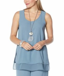 Hot Sale 😍 MarlaWynne WynneLayers Washed Crepe Tank With Chiffon Hem Light Canyon Rose 👍 -Outlet MarlaWynne Sales unnamed file 2660