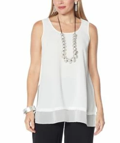 Hot Sale 😍 MarlaWynne WynneLayers Washed Crepe Tank With Chiffon Hem Light Canyon Rose 👍 -Outlet MarlaWynne Sales unnamed file 2661