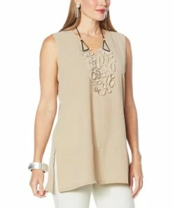 Flash Sale 👍 MarlaWynne Wynne Layers Washed Crepe Sleeveless Tunic Mink ✨ -Outlet MarlaWynne Sales unnamed file 2671