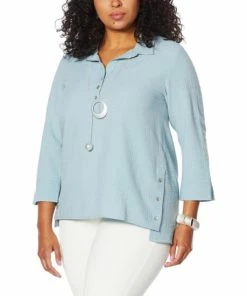 Deals 🛒 MarlaWynne Running Stitch Henley Popover Soft Peach 😀 -Outlet MarlaWynne Sales unnamed file 2703