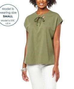 Cheap ✨ MarlaWynne WynneCollection Polished Knit Top With Grommet Detail Olive ✔️ -Outlet MarlaWynne Sales unnamed file 2706