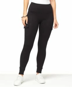 Best reviews of ⭐ MarlaWynne "As Is" WynneCollection Ponte Knit Cargo Legging Black 💯