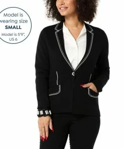 Cheap 💯 MarlaWynne WynneCollection SoftKNIT Trompe L'oeil Cardigan Sweater Blazer Black/creme Fraiche Combo ⭐ -Outlet MarlaWynne Sales unnamed file 28