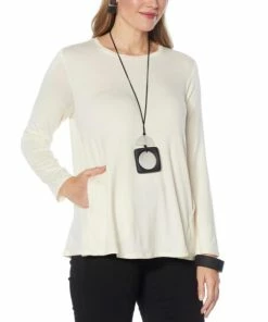 Coupon ⭐ "As Is" MarlaWynne Jersey Knit Butterfly Tee With Pockets Ecru 🎉 -Outlet MarlaWynne Sales unnamed file 2852